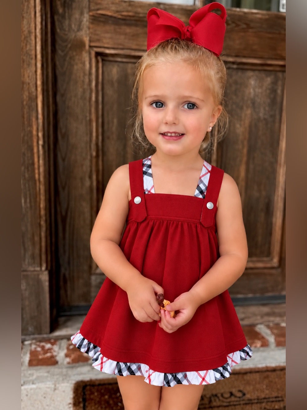 Burberry London Baby Iconic Nova Red Check Trim Suspender Dress